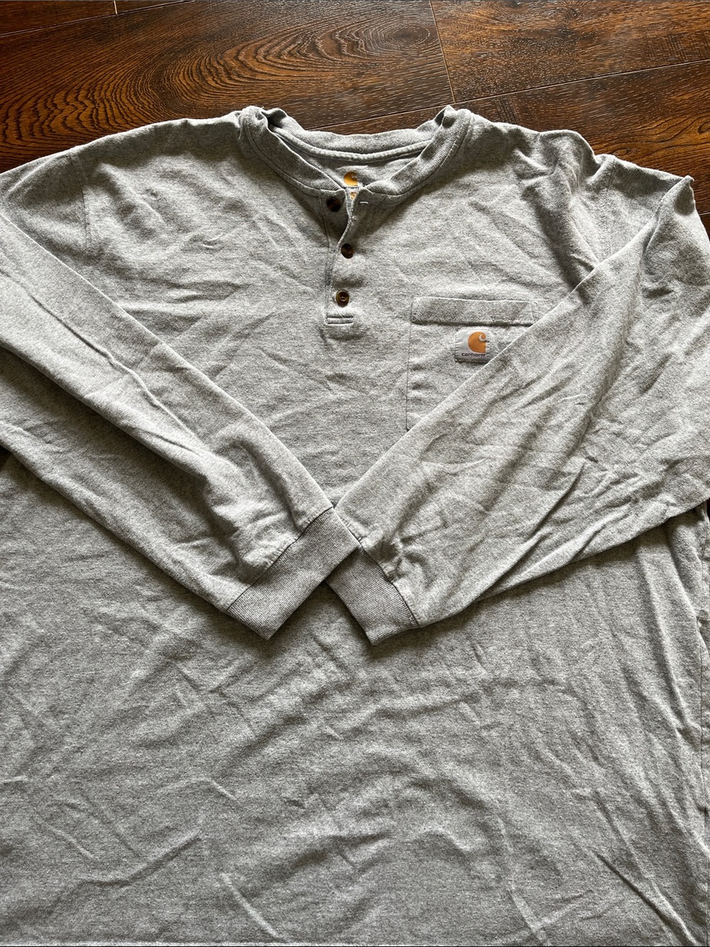Carhartt Men's Long-Sleeve Henley Shirt - Heather Gray with Chest Pocket
